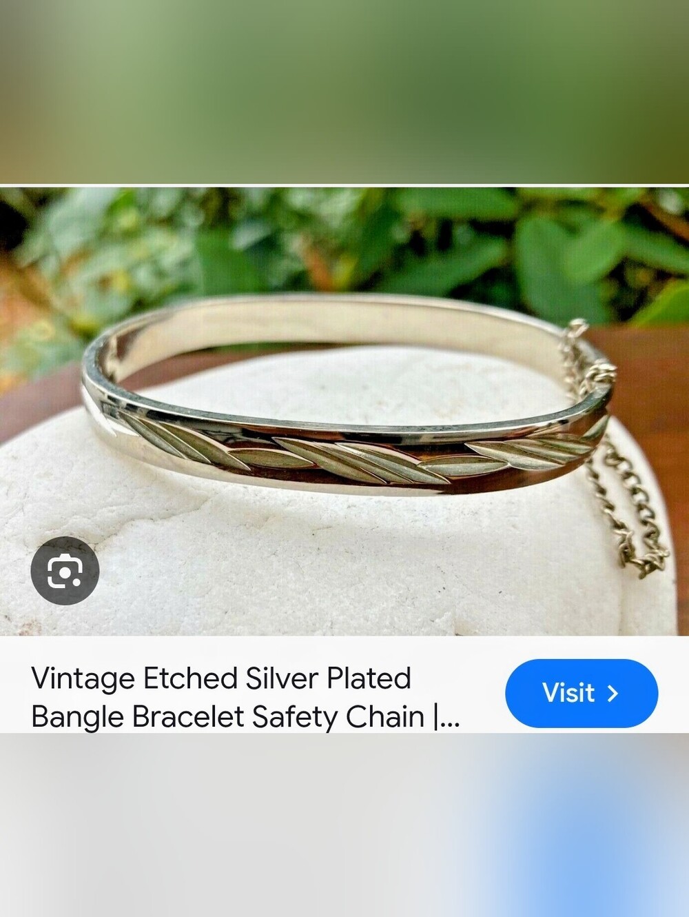 Vintage Etched Silver-Plated Bangle Bracelet